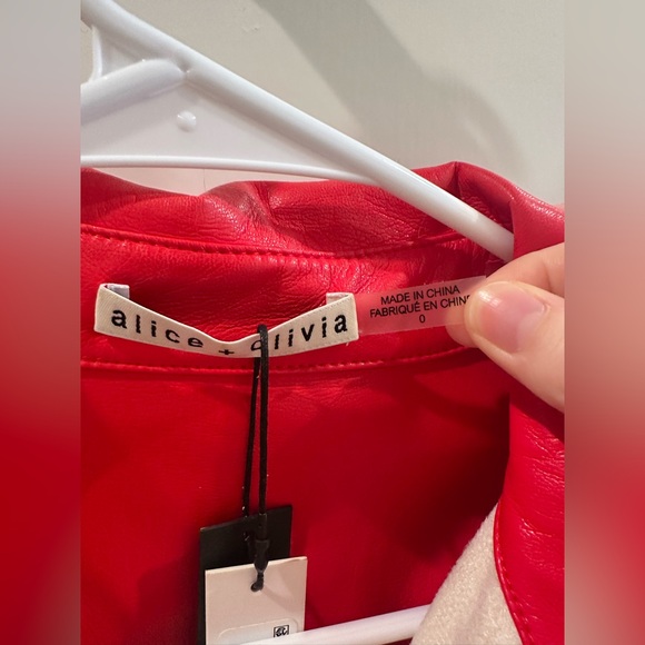 NWT Alice + Olivia Lurlene Vegan Leather Mini Dress in Red Size 0 - Picture 7 of 8